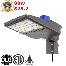 USA market DLC ETL 80watt 10400lm 90-305v 277-480v dusk to dawn sensor bulb led shoebox style light parking lot tennis court